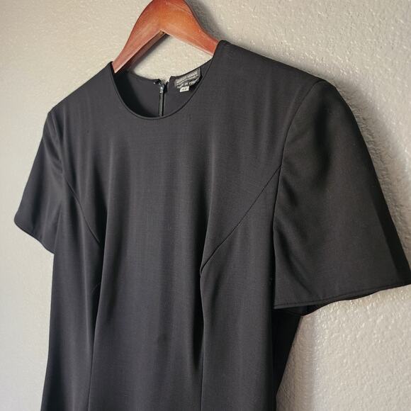 Giorgio Armani Wool Crew Neck Short Sleeve Sheath Dress (Flawed) - Picture 2 of 7